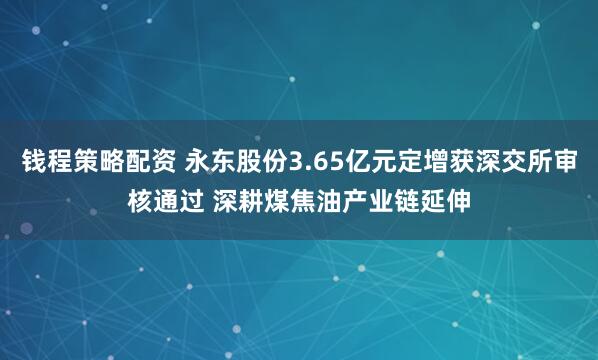 钱程策略配资 永东股份3.65亿元定增获深交所审核通过 深耕煤焦油产业链延伸